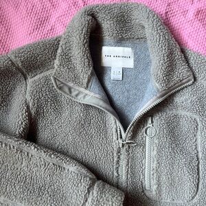 The arrivals teddy bear zip up coat, gray fuzzy sweatshirt, warm jacket